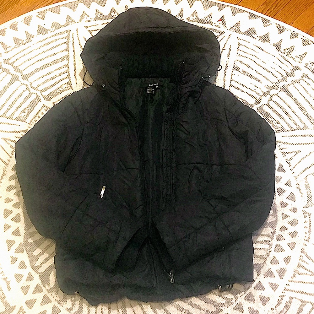 Black Zara Basic Puffer Jacket